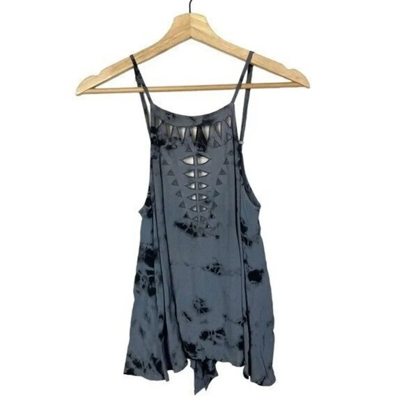 Amuse Society Landslide Blue Tie Dye Laser Cut Tank Top S - Picture 2 of 5